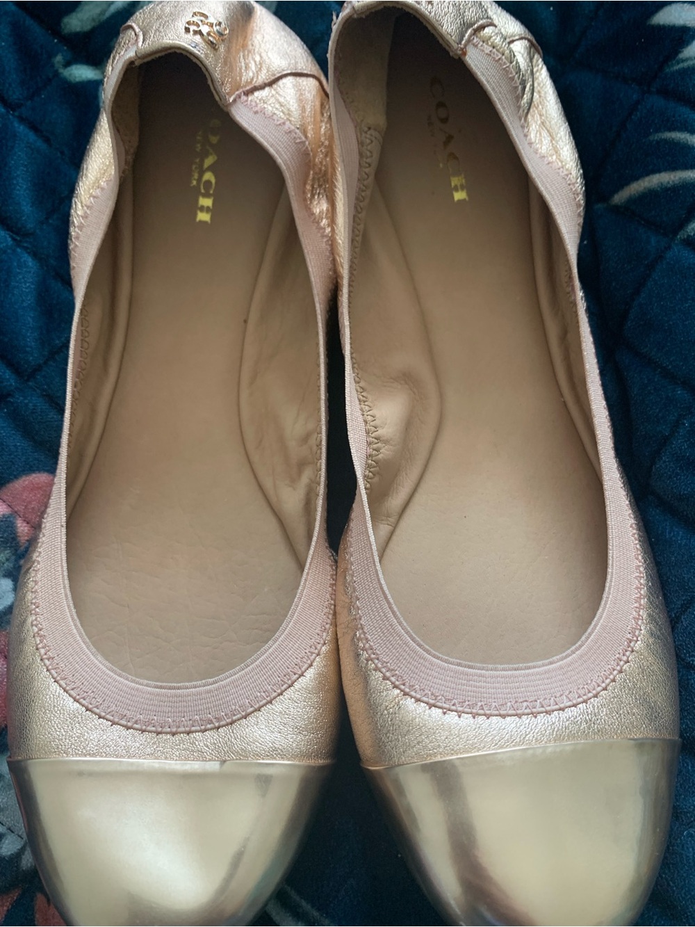 Coach Metallic Rose Gold Cap-Toe Ballet Flats